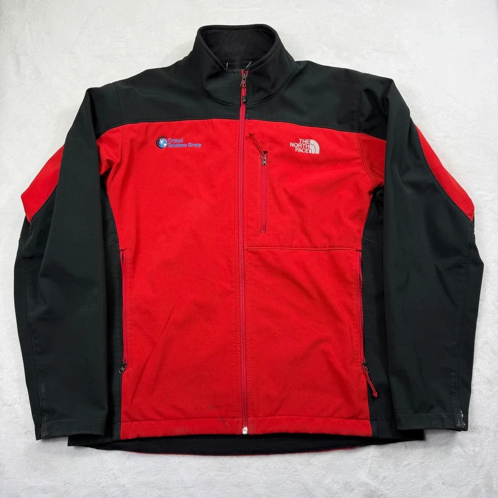 The North Face Mens Apex Bionic Softshell Jacket Red Black Full Zip Large
